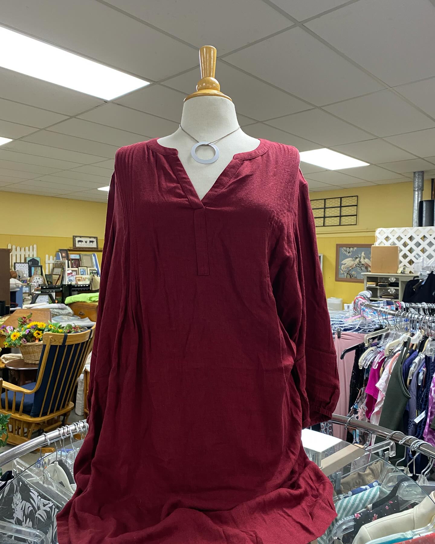 Burgundy Long-Sleeve Tunic Top